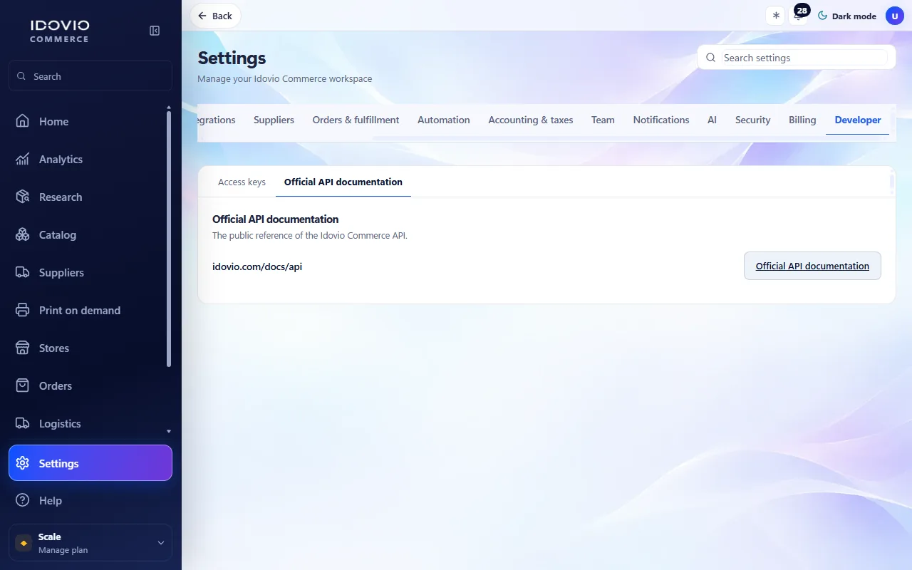 Udviklere · Officiel API-dokumentation